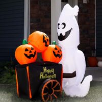 6FT Pumpkin Vendor Ghost Inflatable Decoration