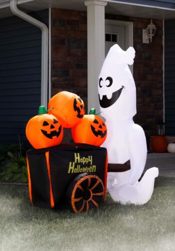 6FT Pumpkin Vendor Ghost Inflatable Decoration