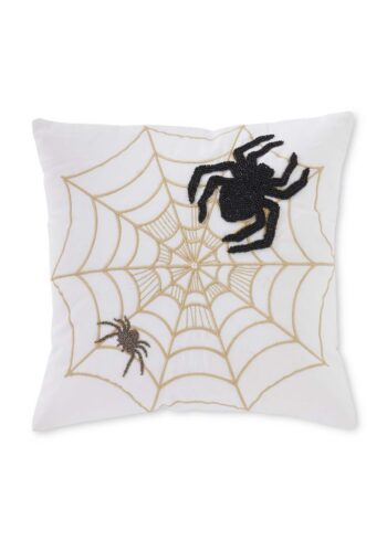 Embroidered Spiders & Web 18-Inch Pillow