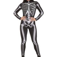 Metallic Silver Skeleton Costume for Adults