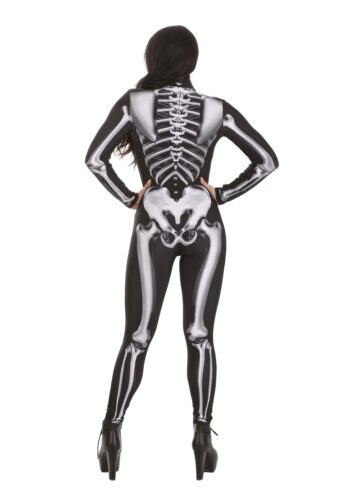 Metallic Silver Skeleton Costume for Adults