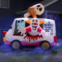 Sweet Shrieks Killer Clown Ice Cream Truck Inflatable Halloween Decoration