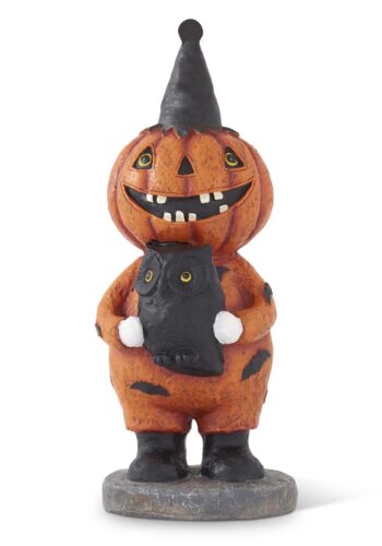 11.25-Inch Jack O Lantern Figure with Owl Decoration