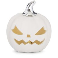 3.75-Inch White Ceramic LED Jack O Lantern