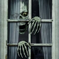 Fake Window Skull & Hands 47" Decoration