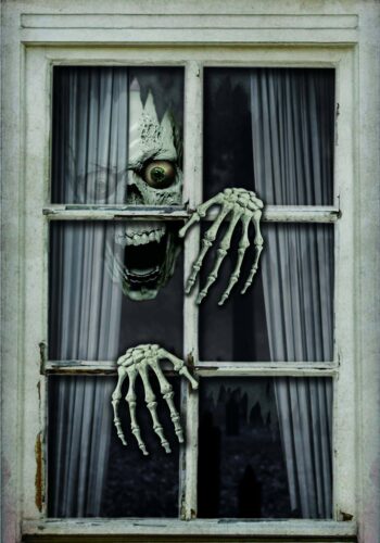 Fake Window Skull & Hands 47" Decoration