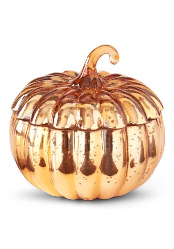 5.5-Inch Orange Mercury Glass Pumpkin Candle Decoration