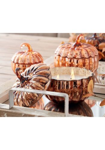 5.5-Inch Orange Mercury Glass Pumpkin Candle Decoration