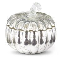 5.5-Inch Silver Mercury Glass Pumpkin Candle Decoration