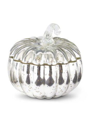 5.5-Inch Silver Mercury Glass Pumpkin Candle Decoration