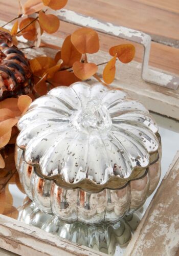 5.5-Inch Silver Mercury Glass Pumpkin Candle Decoration