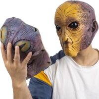 AQKILO® Area 51 Alien Mask Detachable E.T. Latex Full Head Realistic Masks Fancy Dress for Halloween Carnival Costume Party