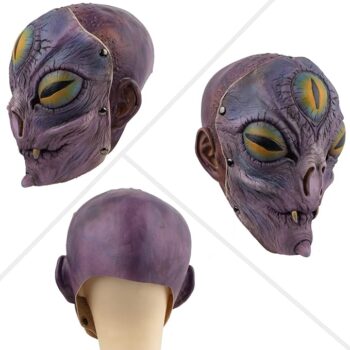 AQKILO® Area 51 Alien Mask Detachable E.T. Latex Full Head Realistic Masks Fancy Dress for Halloween Carnival Costume Party