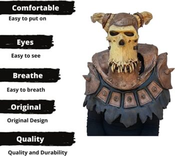 Ghoulish Productions Demon Knight Mask, Warrior Knight Latex Costume Adult. Skull Knight Costume for Men. Ideal For Halloween. Nightmare Collection Line by Mario Chiodo. Adult Mask One size latex mask