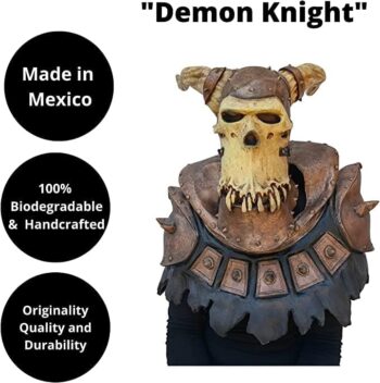 Ghoulish Productions Demon Knight Mask, Warrior Knight Latex Costume Adult. Skull Knight Costume for Men. Ideal For Halloween. Nightmare Collection Line by Mario Chiodo. Adult Mask One size latex mask