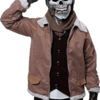 Ghoulish Productions Ghost Aviator Costume, White Skull Aviator Latex Mask. Ideal For Halloween. Nightmare Collection Line by Mario Chiodo. Adult Mask One size latex mask