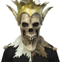 Ghoulish Productions Grim Jester Mask, Grim Jester Carnival Latex Mask Adult. Grim Jester with Gold Crown Costume for Men. Ideal For Halloween. Nightmare Collection Line by Mario Chiodo. Adult Mask One size latex mask