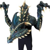 Ghoulish Productions Smolder The Black Dragon Mask, Dark Green Dragon Latex Costume Adult. Dark Firedrake Costume for Men. Ideal For Halloween. Nightmare Collection Line by Mario Chiodo. Adult Mask One size latex mask