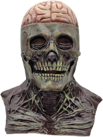 JUAKVY Halloween Mask,3D Skull Mask with Removable jaw,Scary Full Head Skeleton Headgea with Movable Mouth Realistic Latex Skeleton Props Halloween Cosplay Party Costume.