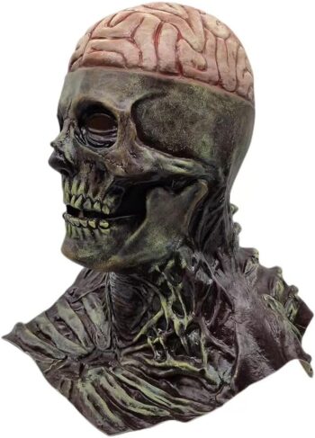 JUAKVY Halloween Mask,3D Skull Mask with Removable jaw,Scary Full Head Skeleton Headgea with Movable Mouth Realistic Latex Skeleton Props Halloween Cosplay Party Costume.