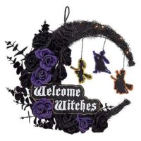 Light-Up LED Welcome Witches Wreath - Hocus Pocus