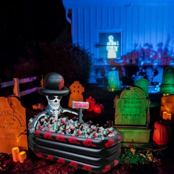 43 Inch Halloween Party Decorations Inflatable Cooler, 120+ Cans Halloween Party Supplies Large Capacity Scary Coffin Skeleton Ice Bucket for Drink Beverage Holder, Halloween Decor for Outdoor Indoor