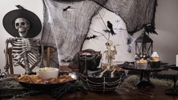 Bico Halloween Spider Web 9.5 inch Black Candy Ceramic Serving Bowl, for treats, chocolates, cookiess, Microwave and Dishwasher Safe