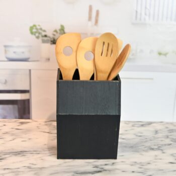 Boston Warehouse Coffin Utensil Holder, 8 inches x 5.75 inches, Black