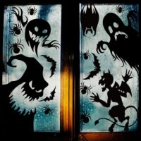 CCINEE Halloween Window Cling Sticker,Giant Spooky Monster Silhouette Window Decal for Halloween Party Decoration,4 Sheet