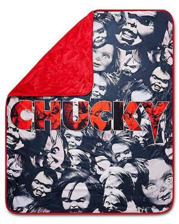 Chucky Face Pattern Fleece Blanket - Chucky