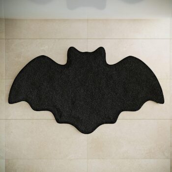 Halloween Bats Bathroom Rug Black Gothic Goth Gifts Room Decorations Spooky Witch Witchy Home Batman Cute Mats for Kitchen Bedroom Addams Family Decor