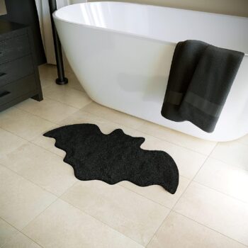 Halloween Bats Bathroom Rug Black Gothic Goth Gifts Room Decorations Spooky Witch Witchy Home Batman Cute Mats for Kitchen Bedroom Addams Family Decor