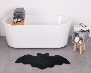 Halloween Bats Bathroom Rug Black Gothic Goth Gifts Room Decorations Spooky Witch Witchy Home Batman Cute Mats for Kitchen Bedroom Addams Family Decor