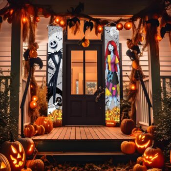 Jack Sally Banners Porch Signs Halloween Decor Christmas Nightmare Banner Halloween Decorations Outdoor Party Banner