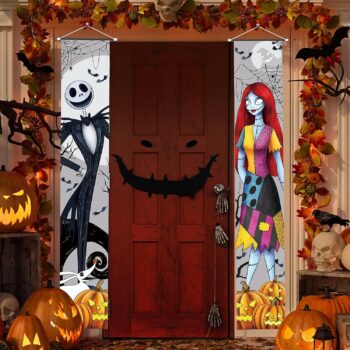 Jack Sally Banners Porch Signs Halloween Decor Christmas Nightmare Banner Halloween Decorations Outdoor Party Banner