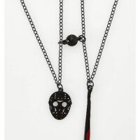 Jason Voorhees Mask and Machete Best Friend Necklace Set - Friday the 13th