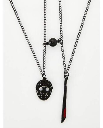 Jason Voorhees Mask and Machete Best Friend Necklace Set - Friday the 13th