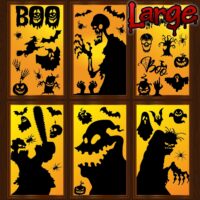 Joy Bang Halloween Window Clings - Large Scary Window Silhouette Stickers Decals, Spooky Monster Zombie Window Clings, Halloween Window Decor, Halloween Window Decorations