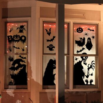 Joy Bang Halloween Window Clings - Large Scary Window Silhouette Stickers Decals, Spooky Monster Zombie Window Clings, Halloween Window Decor, Halloween Window Decorations