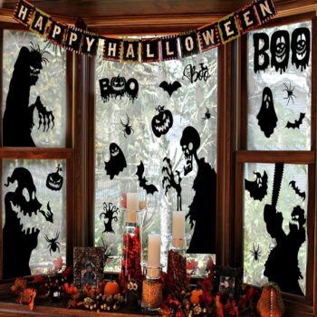 Joy Bang Halloween Window Clings - Large Scary Window Silhouette Stickers Decals, Spooky Monster Zombie Window Clings, Halloween Window Decor, Halloween Window Decorations