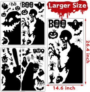 Joy Bang Halloween Window Clings - Large Scary Window Silhouette Stickers Decals, Spooky Monster Zombie Window Clings, Halloween Window Decor, Halloween Window Decorations