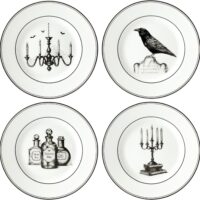 Lenox 891431 Vintage Halloween 4-Piece Dessert Plate Set, Halloween Decorations