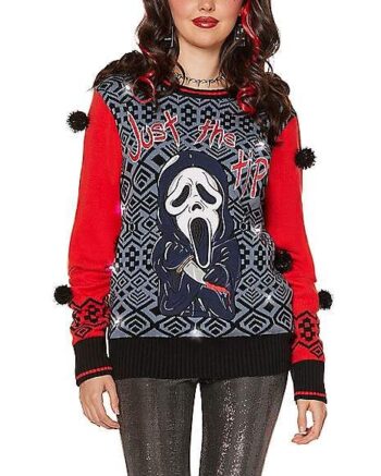 Light-Up Just the Tip Ghost Face Christmas Sweater