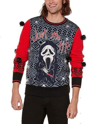 Light-Up Just the Tip Ghost Face Christmas Sweater