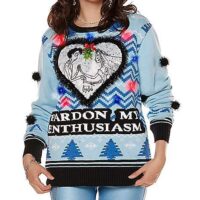 Light-Up Pardon My Enthusiasm Christmas Sweater - Corpse Bride