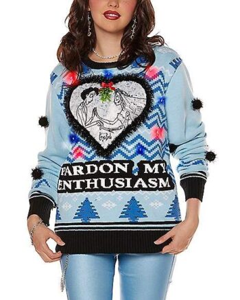 Light-Up Pardon My Enthusiasm Christmas Sweater - Corpse Bride