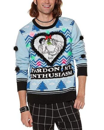 Light-Up Pardon My Enthusiasm Christmas Sweater - Corpse Bride