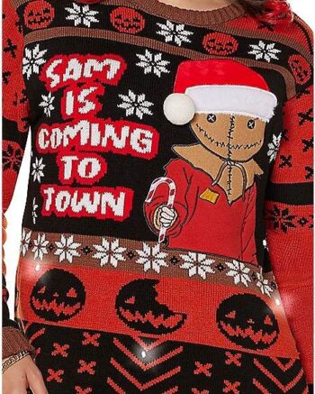 Light-Up Sam is Coming to Town Christmas Sweater - Trick 'r Treat