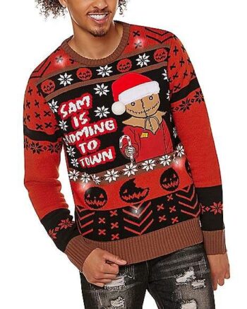 Light-Up Sam is Coming to Town Christmas Sweater - Trick 'r Treat