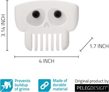 Peleg Design Brain Drain White Skull Sponge Holder for Kitchen, Bath, or Sink, Drains and Dries All Types of Sponges, 1 Sponge Included